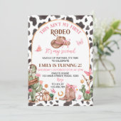 Second Rodeo Bows Pink Cowgirl Birthday Invitation Einladung (Stehend Vorderseite)