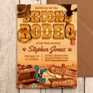 Second Rodeo - Cowboy Boy 2. Geburtstag Einladung