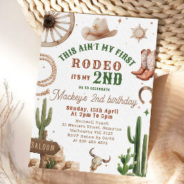 Second Rodeo Cowboy Wild West Birthday Invitation Einladung