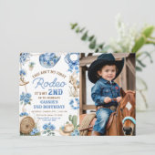 Second Rodeo Cowboy Wild West Birthday Party Einladung (Stehend Vorderseite)