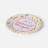 Second Rodeo Cowgirl 2nd Birthday Pappteller (Schrägansicht)