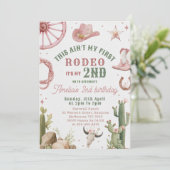 Second Rodeo Cowgirl Western Birthday Invitation  Einladung (Stehend Vorderseite)