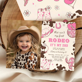 Second Rodeo Cowgirl Western Geburtstagsparty Foto Einladung