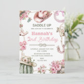 Second Rodeo Cowgirl Wild West Birthday Party Einladung (Stehend Vorderseite)