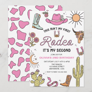 Second Rodeo Pink Western 2. Geburtstag Einladung