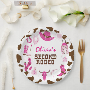 Second Rodeo Pink Western Cowboy 2. Geburtstag Pappteller