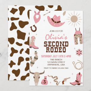Second Rodeo Pink Western Zweiter Geburtstag Einladung