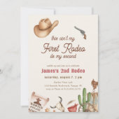 Second Rodeo Vintage Rustikal Cowboy 2. Geburtstag Einladung (Vorderseite)