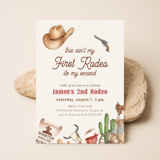 Second Rodeo Vintage Rustikal Cowboy 2. Geburtstag Einladung