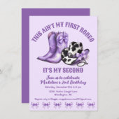 Second Rodeo Western Bows Lila Cowgirl Geburtstag Einladung (Vorne/Hinten)