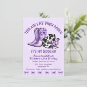 Second Rodeo Western Bows Lila Cowgirl Geburtstag Einladung (Stehend Vorderseite)