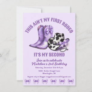 Second Rodeo Western Bows Lila Cowgirl Geburtstag Einladung