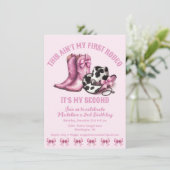 Second Rodeo Western Bows Pink Cowgirl Geburtstag Einladung (Stehend Vorderseite)