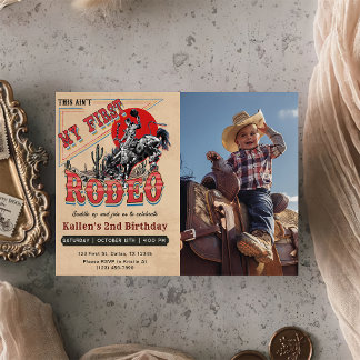 Second Rodeo Western Cowboy 2. Foto Geburtstag Einladung