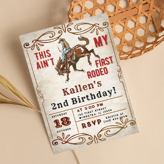 Second Rodeo Western Cowboy 2. Geburtstag Einladung