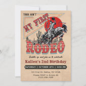 Second Rodeo Western Cowboy 2. Geburtstag Einladung (Vorderseite)