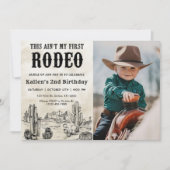 Second Rodeo Western Cowboy 2. Geburtstag Foto Einladung (Vorderseite)