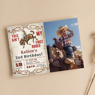 Second Rodeo Western Cowboy 2. Geburtstag Foto Einladung