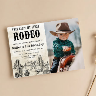 Second Rodeo Western Cowboy 2. Geburtstag Foto Einladung