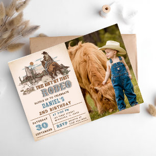 Second Rodeo Western Cowboy 2. Geburtstag Foto Einladung