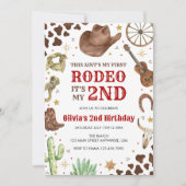 Second Rodeo Western Cowboy 2nd Birthday Einladung (Vorderseite)