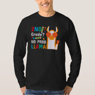 Second Team 2nd Grade Teacher Rainbow No Prob Llam T-Shirt