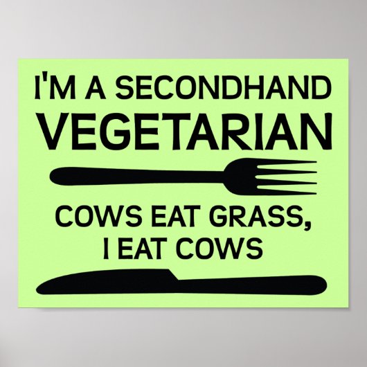 Secondhand Vegetarian Funny Poster Sign (Vorne)