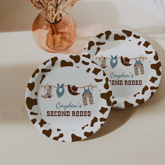SecondRodeo Western Cowboy 2. Geburtstag Papier Te Pappteller