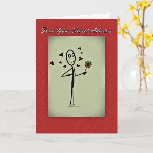 Secret Admirer Card Stick Person Karte (Gelbe Blume)