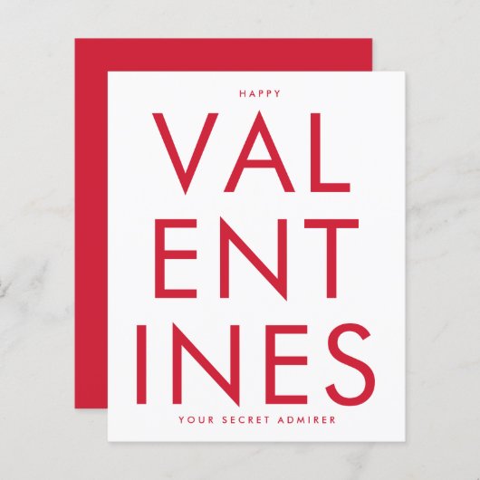 Secret Admirer RED WHITE FUN HERZ Brauch GLÜCKLICH (Vorne/Hinten)