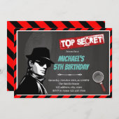 Secret Agent Geburtstagsthema Einladung (Vorne/Hinten)