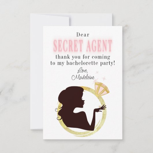 Secret Agent License Party Bachelorette Interstate Dankeskarte (Vorderseite)