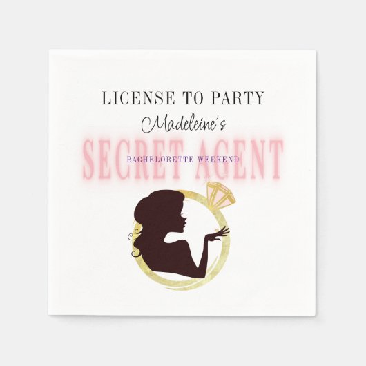 Secret Agent License Party Bachelorette Interstate Serviette (Vorderseite)