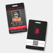 Secret Agent Spy Abzeichen Ausweis (Vorder- & Rückseite)