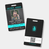 Secret Agent Spy Abzeichen Ausweis (Vorder- & Rückseite)