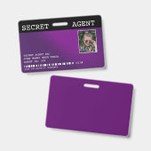 Secret Agent Spy Abzeichen - LILA Ausweis (Vorder- & Rückseite)
