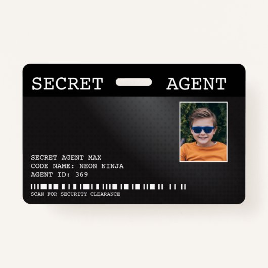 Secret Agent Spy Abzeichen - SCHWARZ Ausweis (Vorderseite)