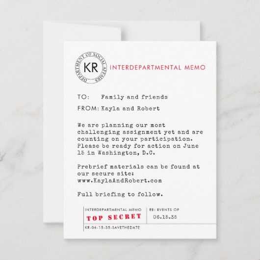 Secret Agent Spy Save the Date (Vorderseite)