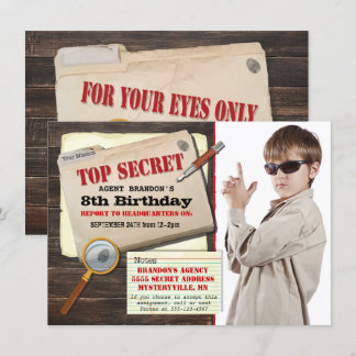 Secret Agent Spy Top Secret Geburtstagsparty einla Einladung