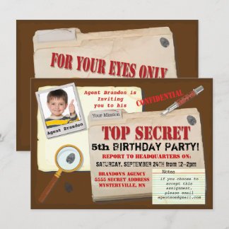Secret Agent Spy Top Secret Geburtstagsparty einla Einladung