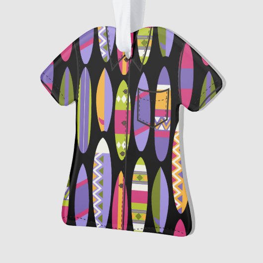 Secret Beach Hawaiian Surfboards Aloha Shirt Black Ornament (Vorderseite)
