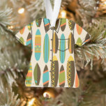 Secret Beach Hawaiian Surfboards Aloha Shirt Cream Ornament<br><div class="desc">Creme mit Gold,  Maisgelb,  Orange,  Türkis,  olivgrün und braun. Brillante grafische Surfbretter schaffen dieses moderne Design aus der Mitte des Jahrhunderts. Dieses Design,  das nach dem Secret Beach in Kauai benannt wurde,  ist ideal für dieses "geheime" Strandhaus. Dieses Design kommt in mehreren Farben.</div>