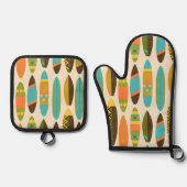 Secret Beach Hawaiian Surfboards Multi Cream Ofenhandschuh & Topflappen-Set (Vorderseite)