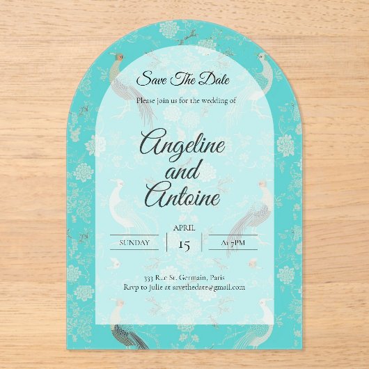 Secret d'Indochine luxury Chinoiserie pattern Acryleinladungen (Vorderseite)