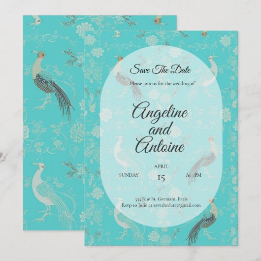 Secret d'Indochine luxury Chinoiserie pattern Einladung (Vorne/Hinten)