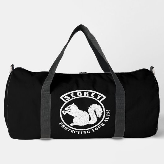 Secret Eichhörnchen Patch "Protected Your Nuts" Duffle Bag (Vorderseite)