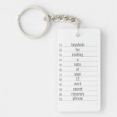 Secret Erholung Phrase 12 Word Schlüsselanhänger (Vorderseite)