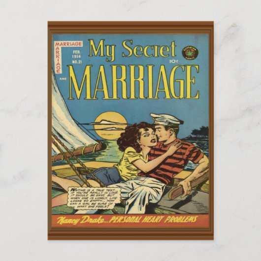Secret Eriage Sailboat Romance Couple Postkarte (Vorderseite)