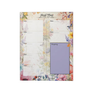 Secret Garden 7 Day Blank Meal Planner Abseilen Notizblock