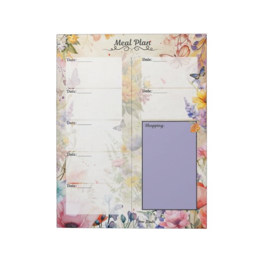 Secret Garden 7 Day Blank Meal Planner Abseilen Notizblock (Rotiert)